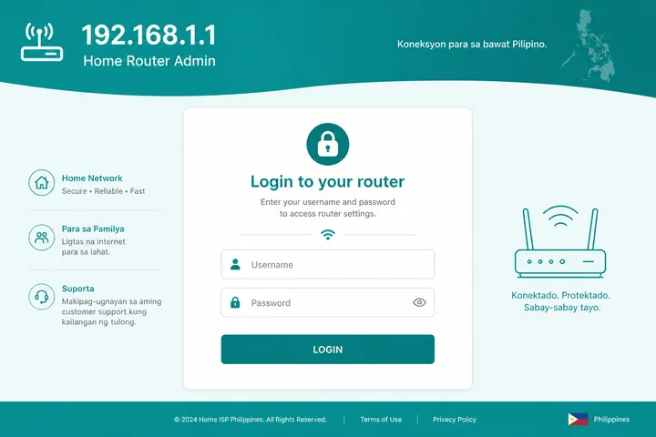 192.168.1.1 home ISP router admin login gateway Philippines