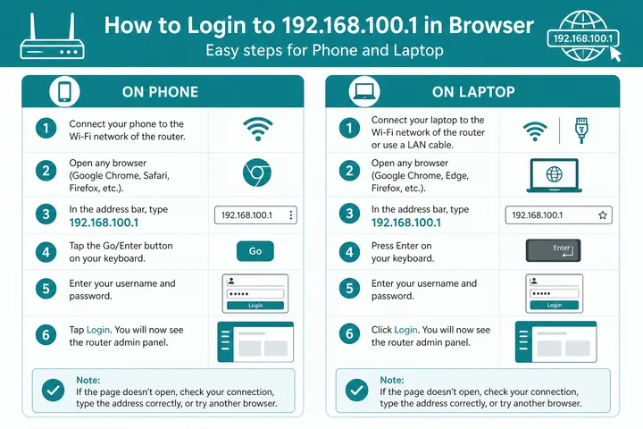 How to login to 192.168.100.1 Huawei modem in browser