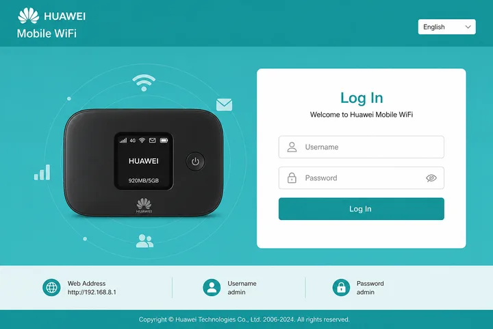 192.168.8.1 Huawei mobile WiFi 4G CPE admin login