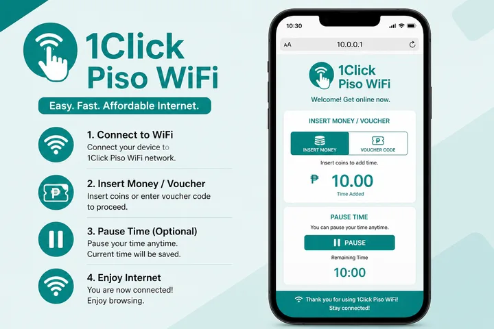1Click Piso WiFi portal at 10.0.0.1