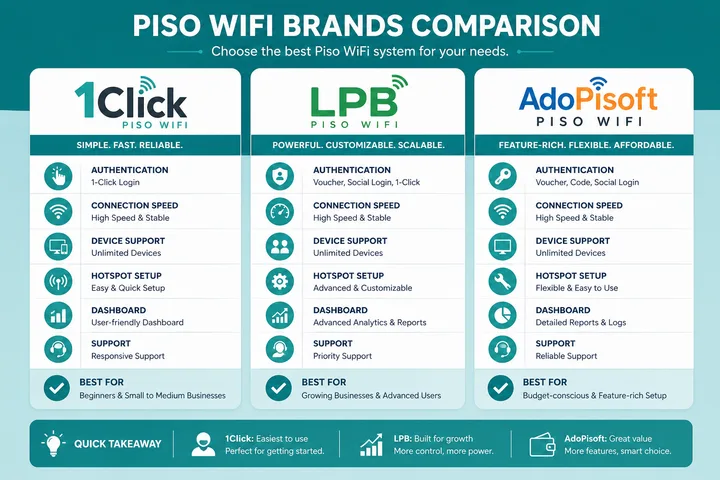 1Click Piso WiFi compared to LPB and AdoPisoft