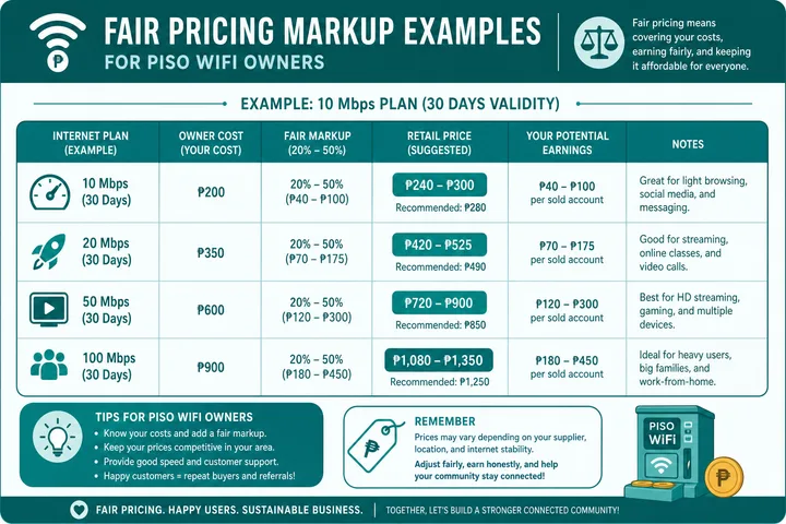 Fair Pricing Markup Examples Fair Piso WiFi retail markup examples for store owners