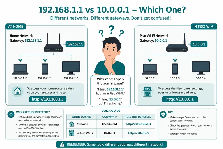 Home Fibr vs Piso Gateway PLDT home gateway versus Piso WiFi 10.0.0.1 confusion