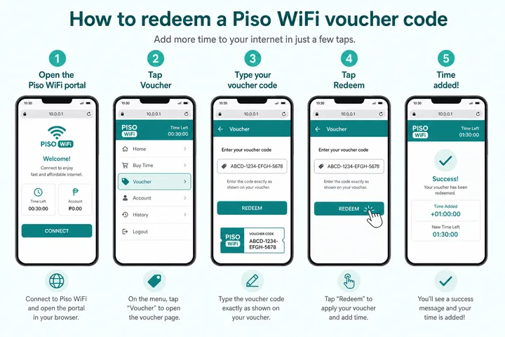 How to redeem Piso WiFi voucher code at 10.0.0.1 step by step