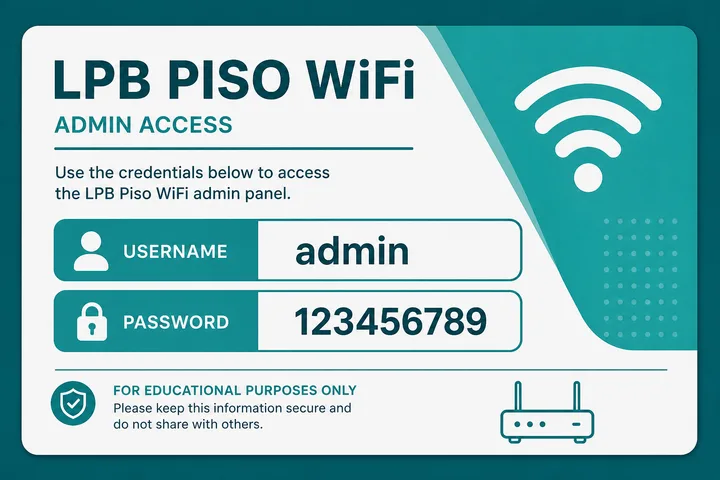 LPB Piso WiFi default admin password admin 123456789