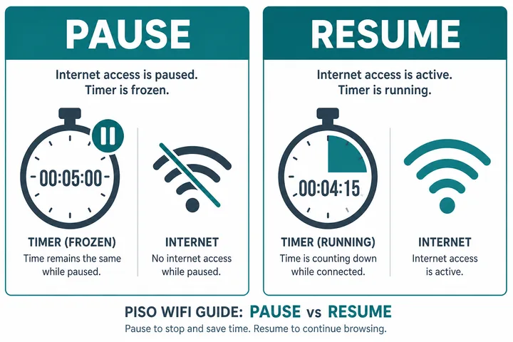Piso WiFi pause versus resume session comparison