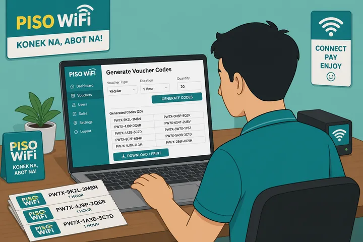Piso WiFi machine voucher generation and sell codes