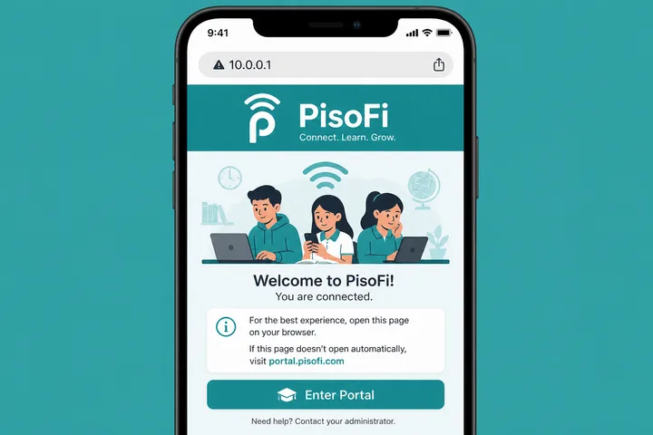 PisoFi portal login at 10.0.0.1 and portal.pisofi.com