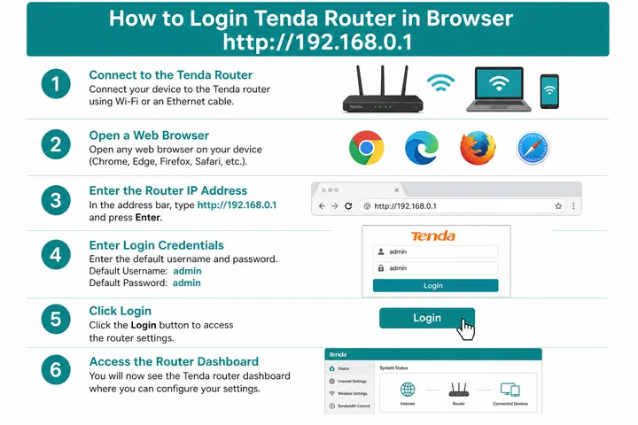 How to Login Tenda Router How to login to Tenda router in browser with 192.168.0.1